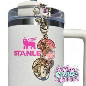 Pink Sakura Kitty Cat Charm Pendant | Tumbler Charm | Straw Dangle | Purse Charm